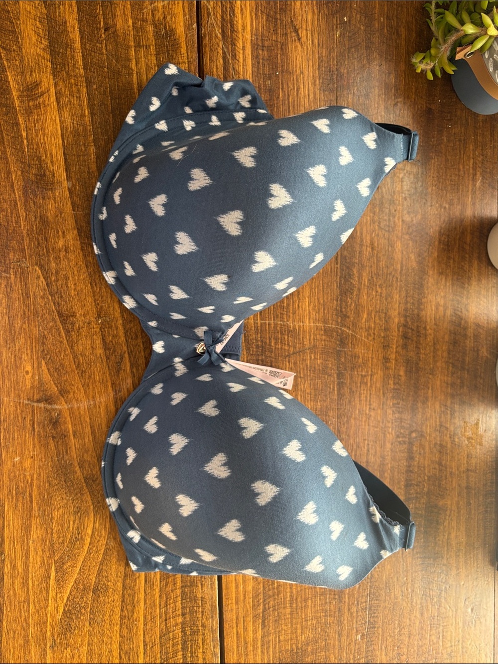 Victoria's Secret Blue Bra with White Heart Print